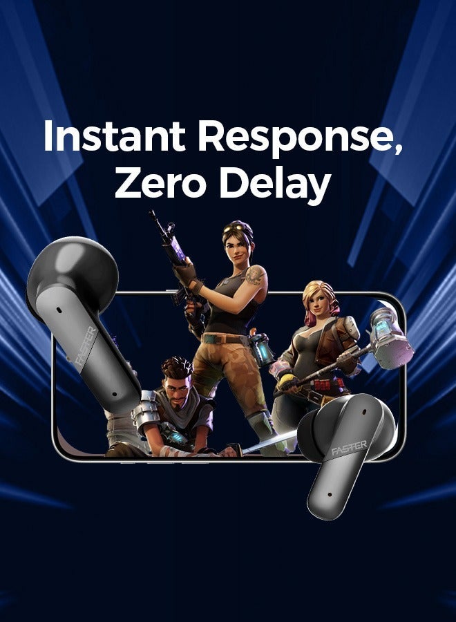 Faster Valor Wireless Earbuds with Active Noise Cancellation (ANC) - 6 Hours Playtime with Bluetooth 5.3 - HiFi Stereo Sound Airpods - Gaming Bluetooth Earphones with Ultra-Low Latency - Deep Bass, IPX4 Water Resistant - For Exercise, Gym - Compatible with iPhone & Android (Silver) - Image 3